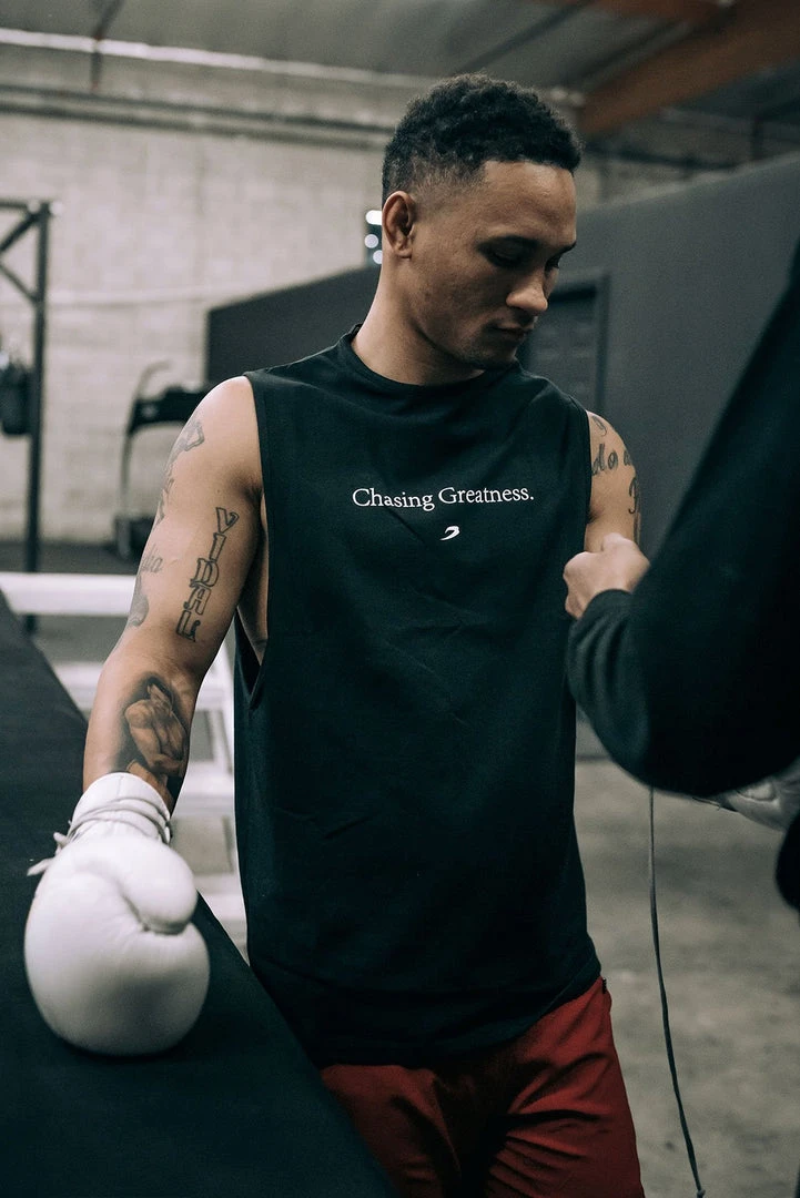 BOXRAW Men Chasing Greatness Muscle Tank - White Clothing 9 BOXRAW Men Chasing Greatness Muscle Tank - White Clothing