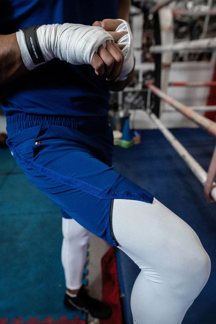 BOXRAW Men Pep Shorts (2-In-1 Training Tights) - Blue/White 9 BOXRAW Men Pep Shorts (2-In-1 Training Tights) - Blue/White