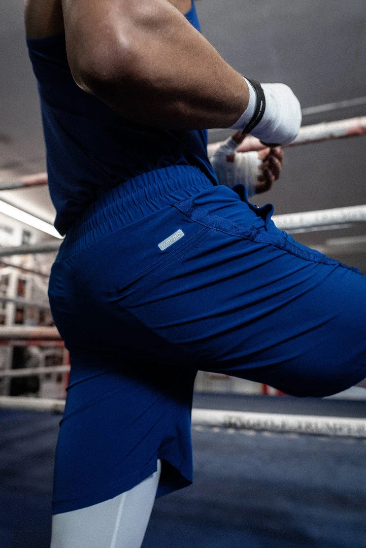 BOXRAW Men Pep Shorts (2-In-1 Training Tights) - Blue/White 10 BOXRAW Men Pep Shorts (2-In-1 Training Tights) - Blue/White