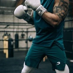 BOXRAW Men Pep Shorts (2-In-1 Training Tights) - Green/White Clothing